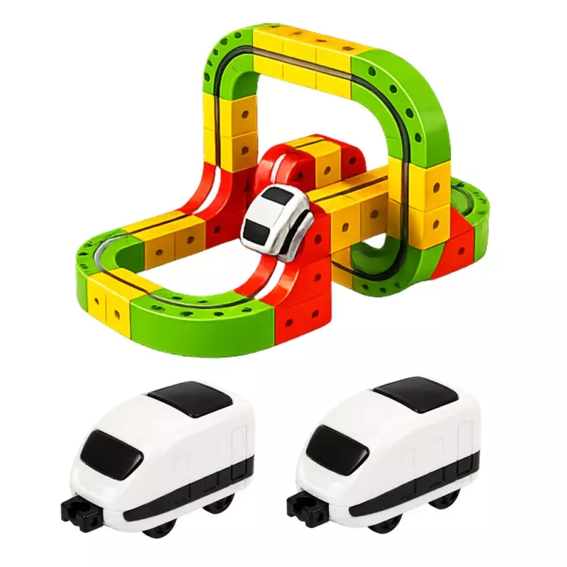 LEAN TOYS Magnetrööbas elektrirongiga 3D loominguline ehituskomplekt 67 osa