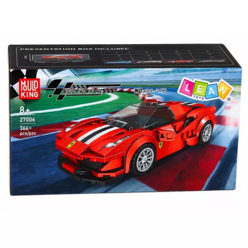 LEAN TOYS Ehitusklotsid Spordiauto Võidusõidu Vitriin Punane 364 tk