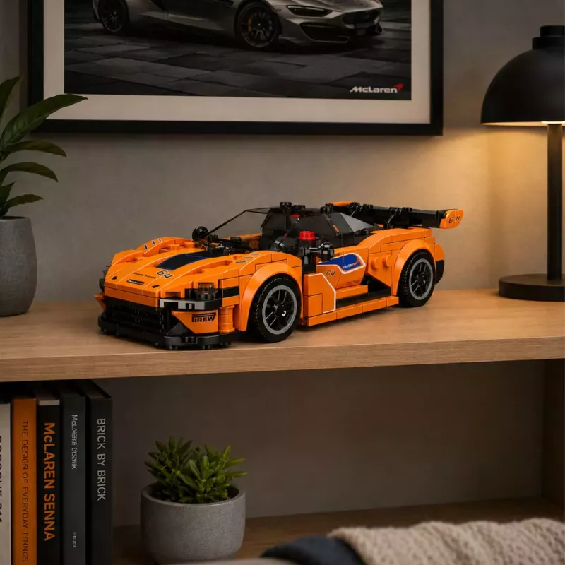LEAN TOYS Ehitusklotsid Spordiauto Oranž Vitriin 423 tk
