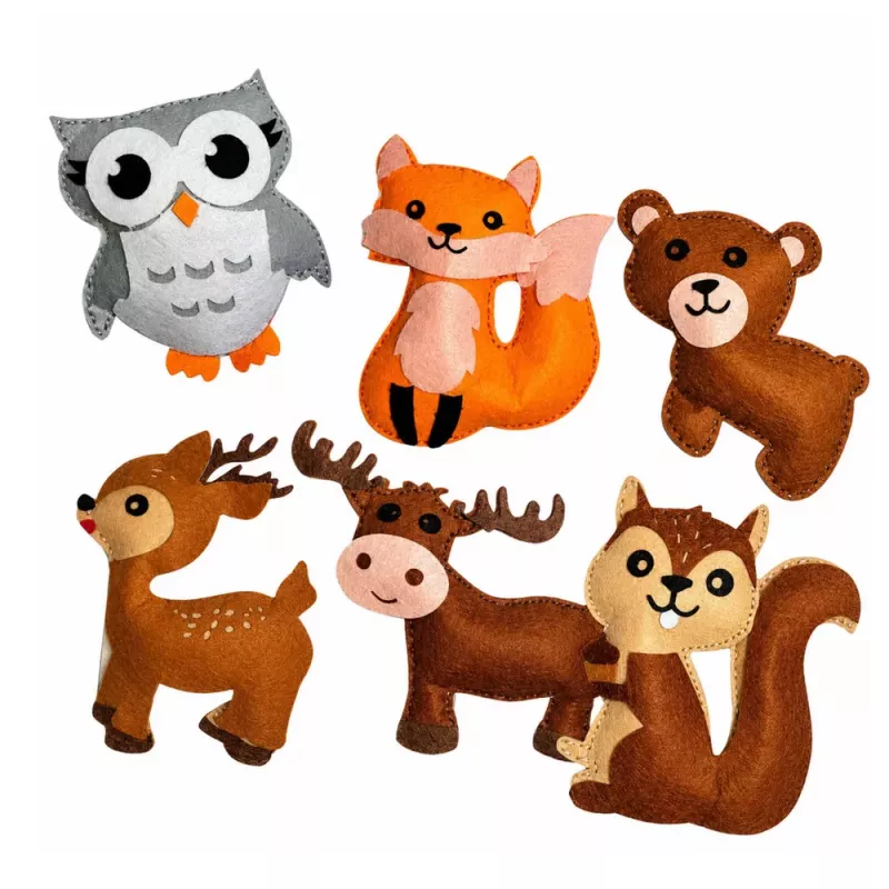 LEAN TOYS Loomingukomplekt pehmete metsloomade õmblemiseks vildist 6 tk
