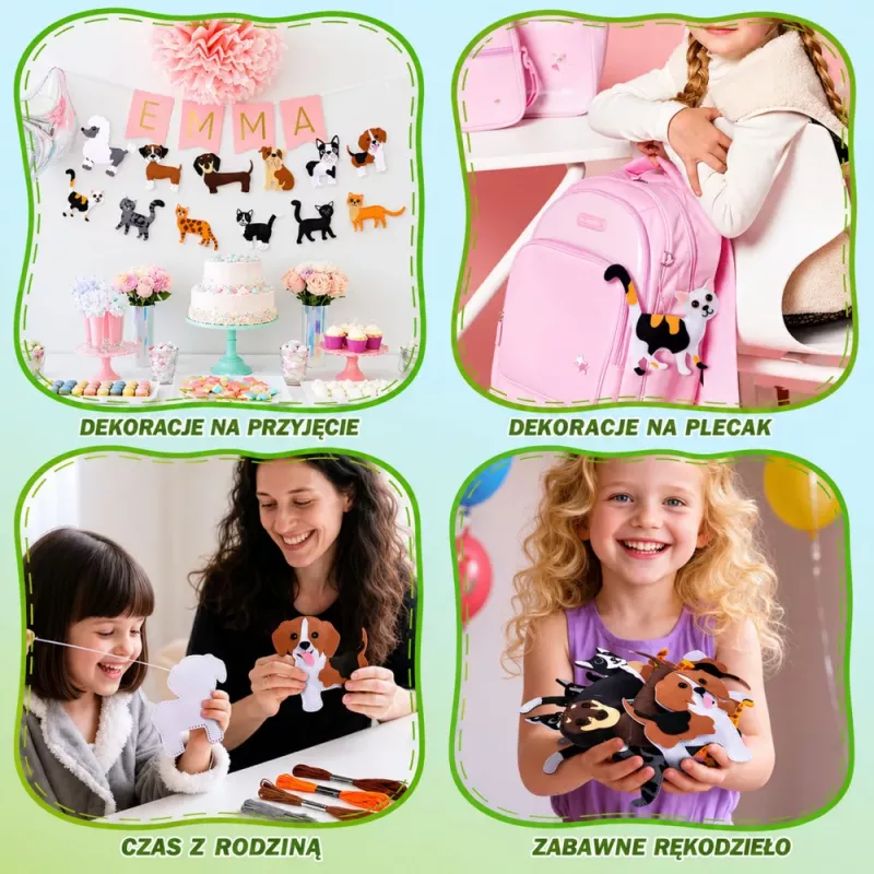 LEAN TOYS Loominguline õmblusmänguasjade komplekt, vildist kassid, plüüsist DIY 6 tk