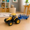 LEAN TOYS Agricultural Tractor with Multi-furrow Plow Lights Sounds Yellow 1:24