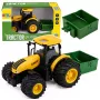 LEAN TOYS Põllumajandustraktor väetise laoturiga, tulede ja heliga, kollane, 1:24