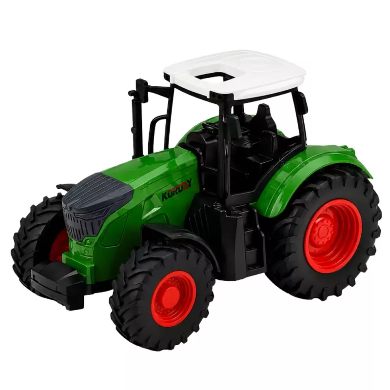 LEAN TOYS Põllumajandustraktor haagisega 1:24 Valge Roheline Kummirattad