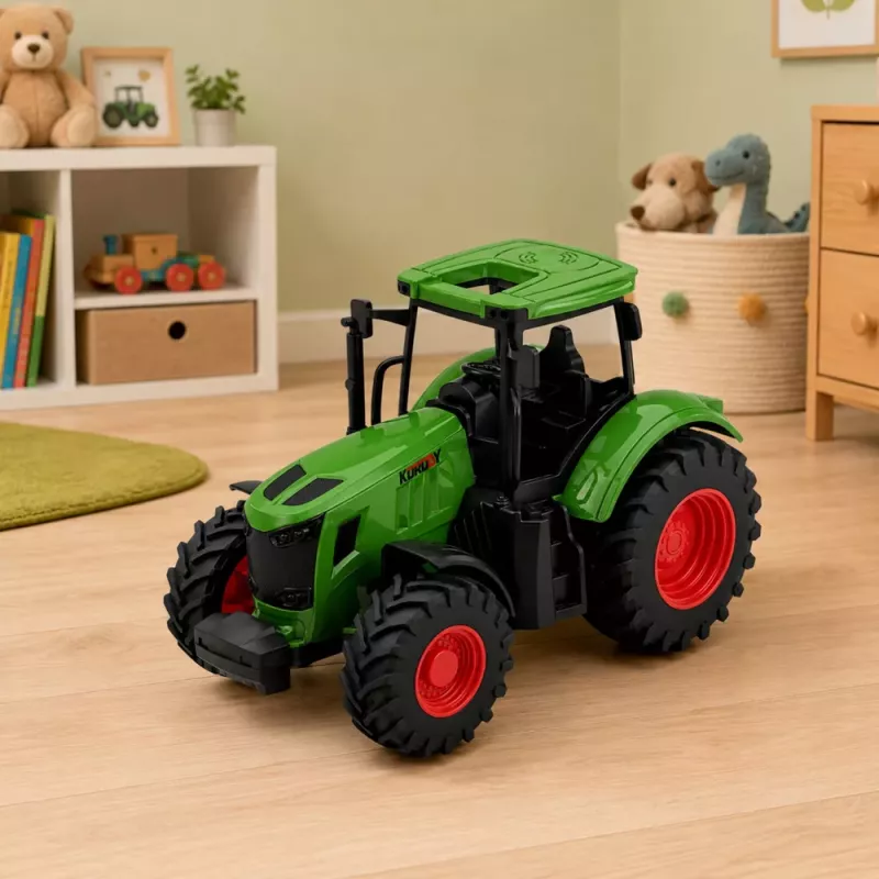 LEAN TOYS Põllumajandustraktor kummiratastega roheline 1:24