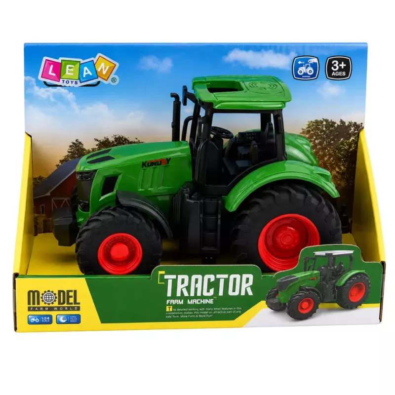 LEAN TOYS Põllumajandustraktor kummiratastega roheline 1:24