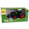 LEAN TOYS Põllumajandustraktor heinapallihaardega kummiratastel roheline 1:24