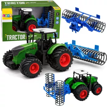 LEAN TOYS Agricultural Farm Tractor with Roller Green 1:24