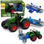 LEAN TOYS Agricultural Farm Tractor with Roller Green 1:24