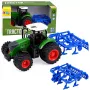 LEAN TOYS Põllumajandustraktor koos kultivaatoriga, roheline, 1:24