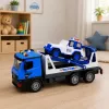 LEAN TOYS Politsei puksiirauto koos patrullautoga - heli- ja valgusefektidega, sinine
