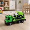 LEAN TOYS Pukseerimisauto ja Prügiauto Komplekt Tuled Helid Roheline