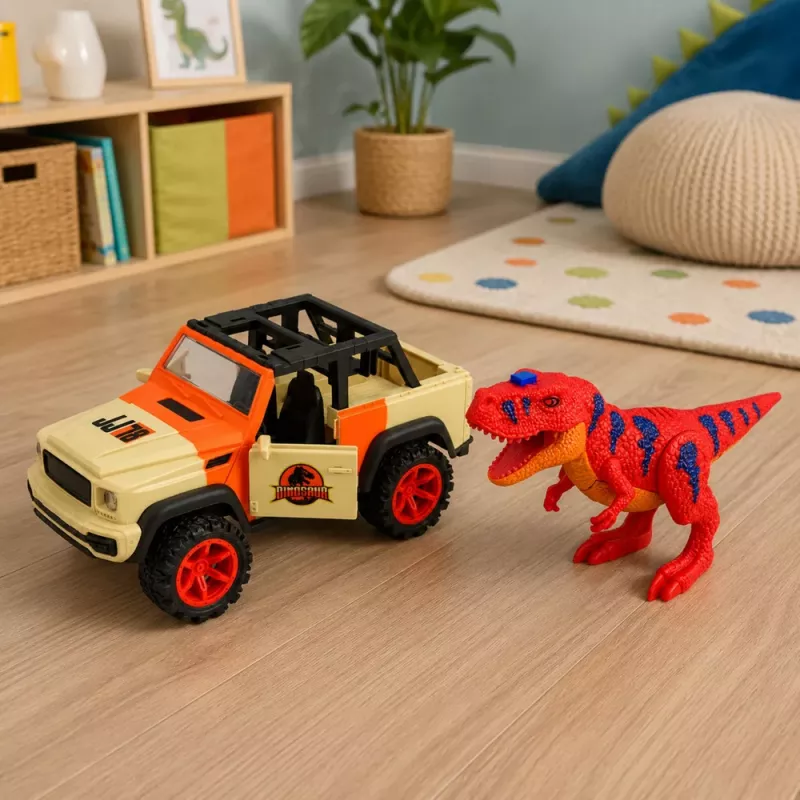 LEAN TOYS maastikuauto T-Rex dinosauruse valgus- ja heliefektide ning avatavate ustega