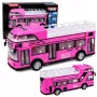 LEAN TOYS Double-Decker City Bus Opening Doors Lights Sounds Pink