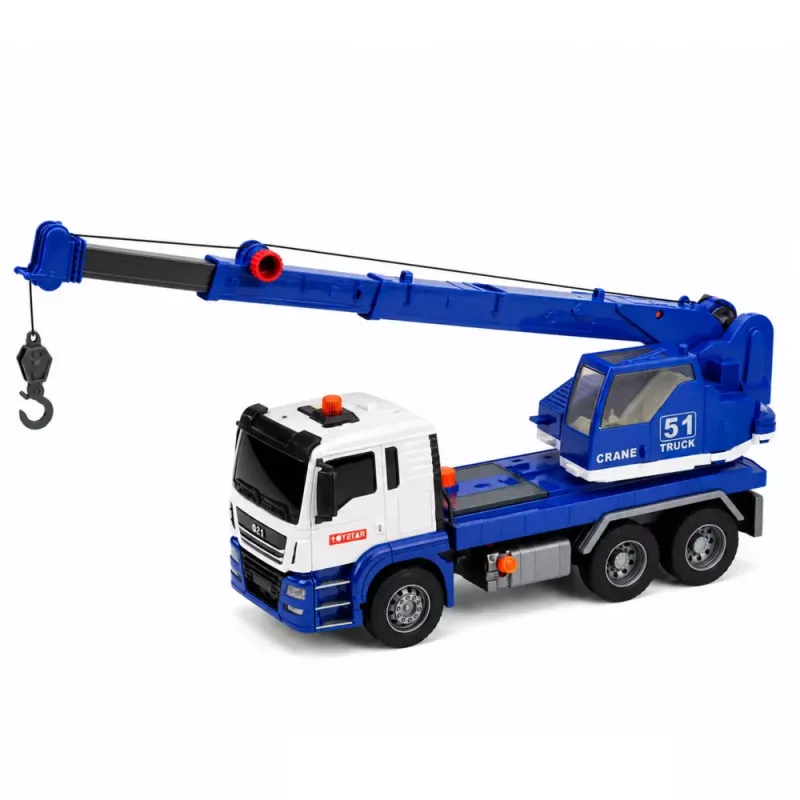 LEAN TOYS Ehituskraanaauto reguleeritavate tulede ja helidega - Sinine