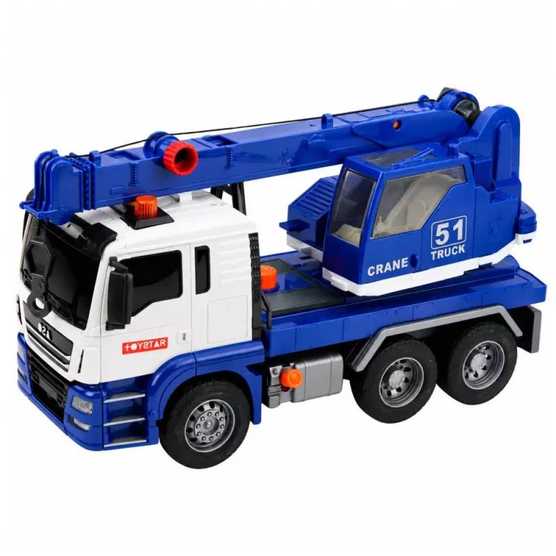 LEAN TOYS Ehituskraanaauto reguleeritavate tulede ja helidega - Sinine