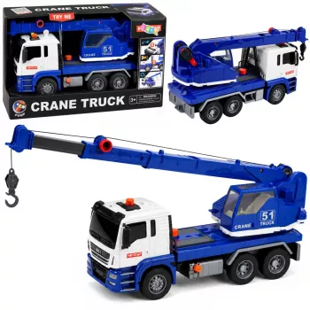 LEAN TOYS Ehituskraanaauto reguleeritavate tulede ja helidega - Sinine
