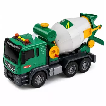 LEAN TOYS Betoonisegisti veok pöörleva trumli, tulede ja helidega, roheline