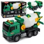 LEAN TOYS Betoonisegisti veok pöörleva trumli, tulede ja helidega, roheline
