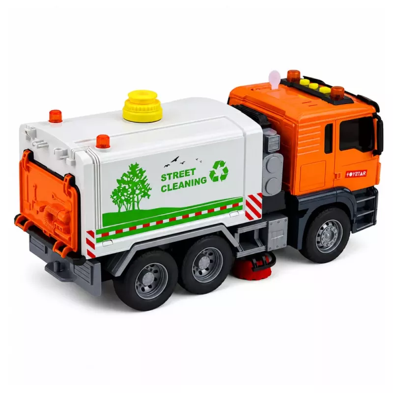 LEAN TOYS Tänavapühkimisauto veepihustussüsteemi, tulede ja heliga