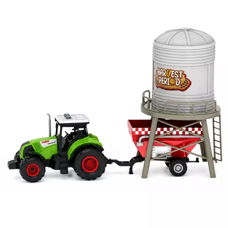 LEAN TOYS Talukomplekt traktori, lauda, silo, kujukeste, loomade ja tööriistadega - 49 osa