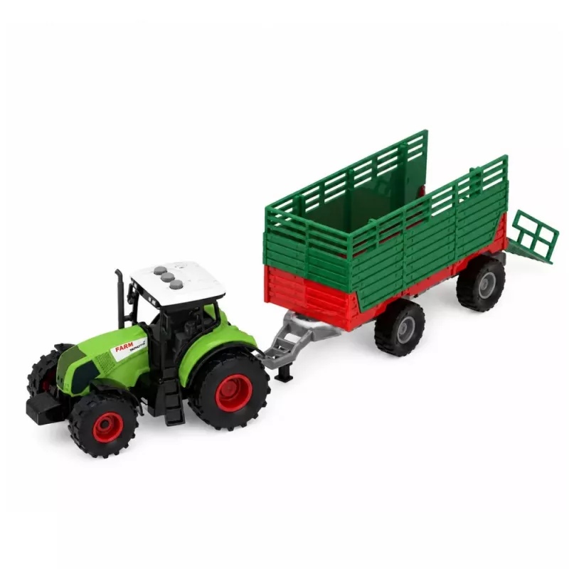 LEAN TOYS Talukomplekt traktori, tuuleveski, lauda, haagise ja loomakujukestega, 45 osa