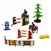 LEAN TOYS Talu hobusetallide komplekt, hüppetakistused, kujukesed, tarvikud, 69 tk
