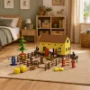 LEAN TOYS Talu hobusetallide komplekt, hüppetakistused, kujukesed, tarvikud, 69 tk