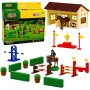 LEAN TOYS Set Farm Horse Stud Obstacle Course Stable Horses Figures 26 pcs.