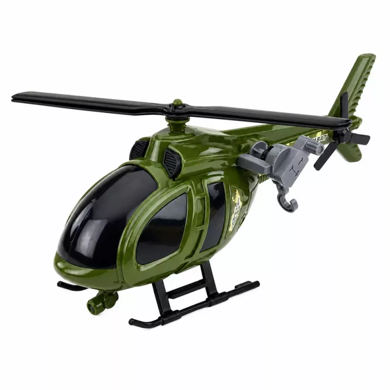 LEAN TOYS Military Helicopter with Hook Lights Sounds Green
