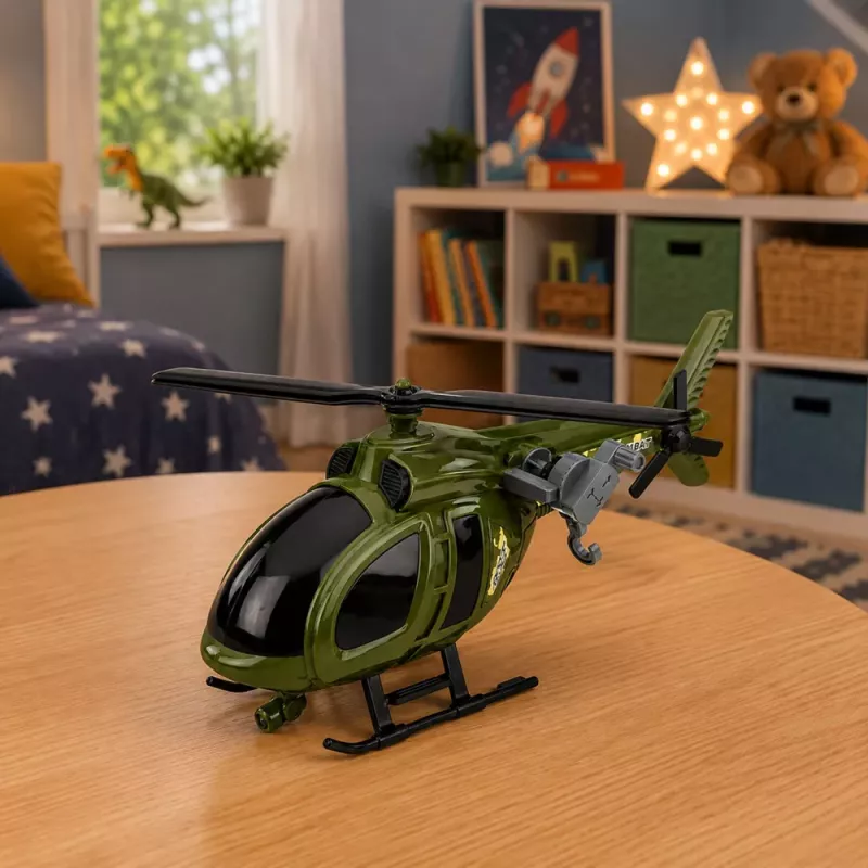 LEAN TOYS Military Helicopter with Hook Lights Sounds Green