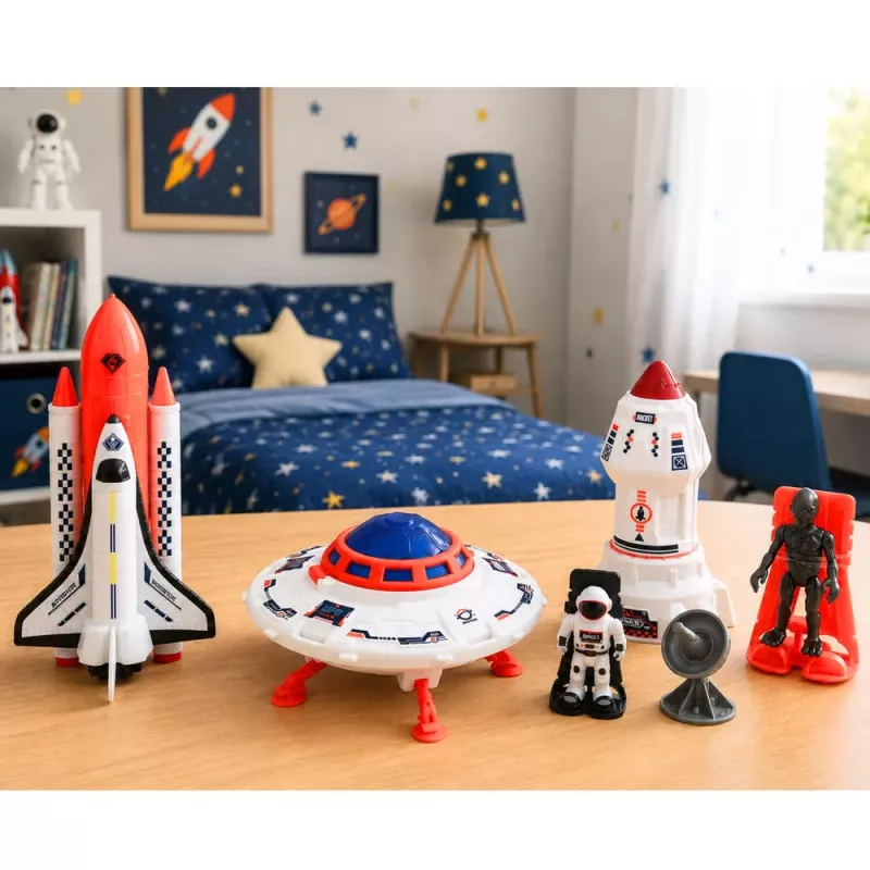 LEAN TOYS Spaceship UFO Rocket Shuttle Alien Cosmonaut Antenna Set