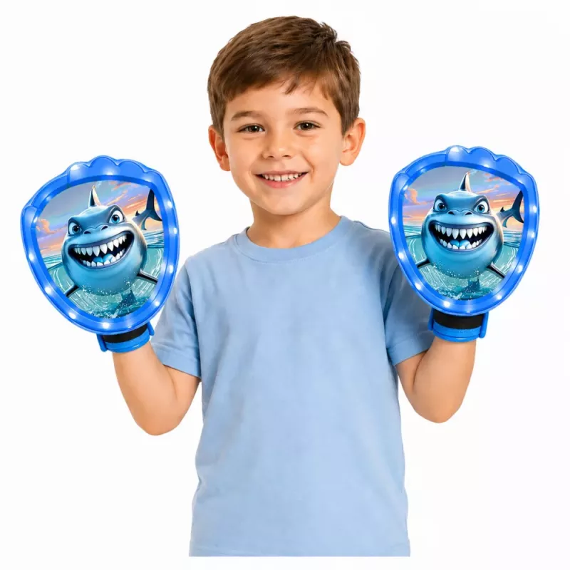 LEAN TOYS viske- ja püüdmismäng LED-haiga, helendavate pallidega
