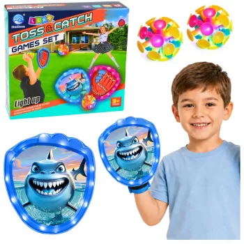 LEAN TOYS viske- ja püüdmismäng LED-haiga, helendavate pallidega