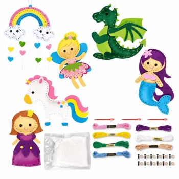 LEAN TOYS Loominguline Vildist Õmbluskomplekt Muinasjutumaa Plüšmänguasjad DIY 6 tk