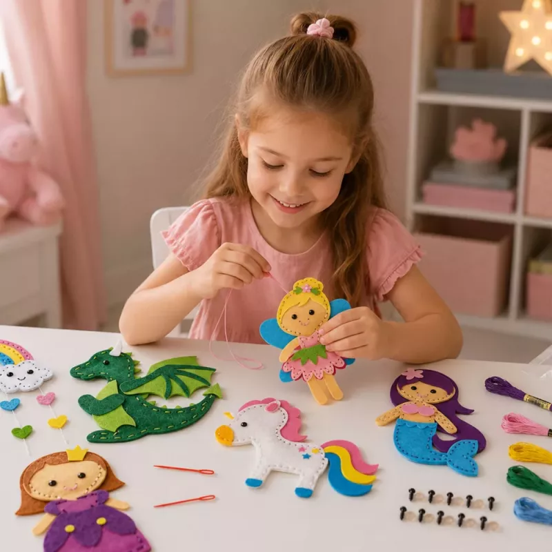 LEAN TOYS Loominguline Vildist Õmbluskomplekt Muinasjutumaa Plüšmänguasjad DIY 6 tk