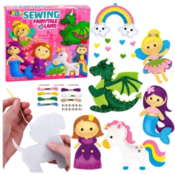 LEAN TOYS Loominguline Vildist Õmbluskomplekt Muinasjutumaa Plüšmänguasjad DIY 6 tk