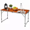 LEAN Folding Camping Table Adjustable Height Suitcase Wood