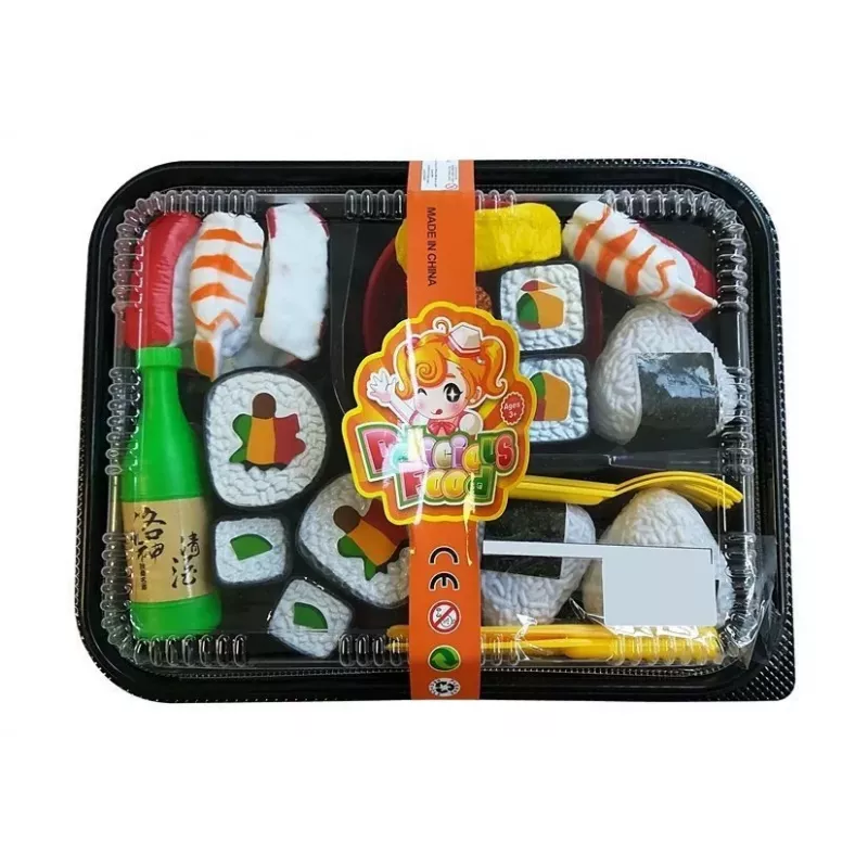 LEAN TOYS Laste sushikomplekt söögiriistadega - 27-osaline puidust mängutoit