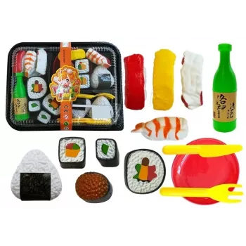 LEAN TOYS Laste sushikomplekt söögiriistadega - 27-osaline puidust mängutoit