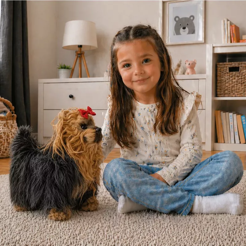LEAN TOYS Interaktiivne Yorki koer liigub haugub pruun-must