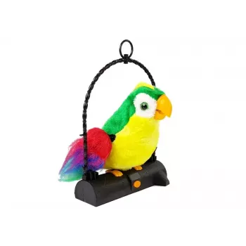 LEAN TOYS Parrot Chatterbox Bird Repeats Words Moves Wings LED Lights Green
