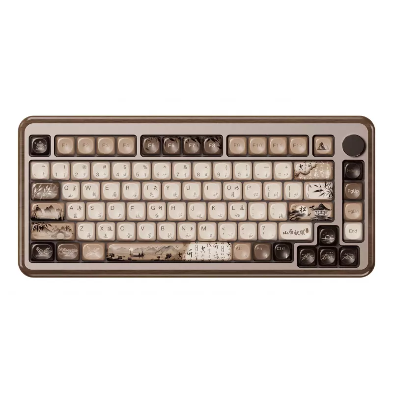 AKKO MU02 Mountain Seclusion 65% mehaaniline klaviatuur - mitmerežiimiline (Bluetooth/2.4GHz/juhtmega) Akko CS Jelly White lülitite, RGB, PBT ASA klahvikorkidega, 68 klahvi