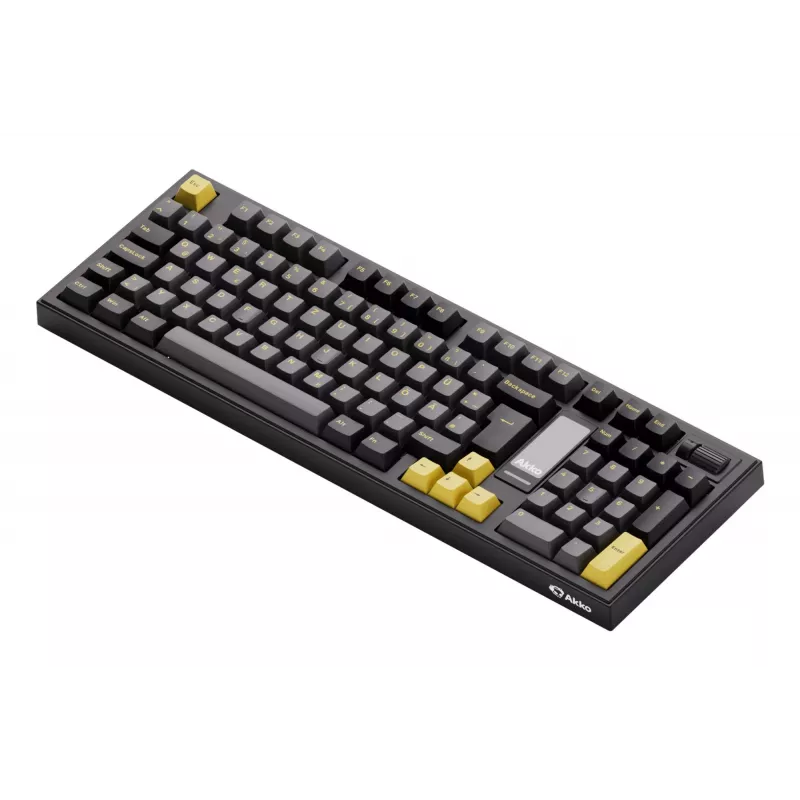AKKO 5098B mehaaniline klaviatuur, 98 klahvi, must ja kuldne, hot-swappable, RGB, kolm režiimi (USB-C/2.4GHz/Bluetooth 5.0), Akko CS Jelly White lineaarlülitid, PBT ASA klahvikatted, 3000mAh