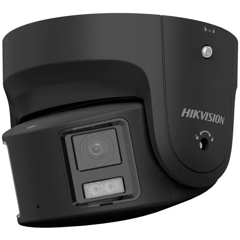 Hikvision DS-2CD2387G2P-LSU/SL(4mm)(C)/BLACK 8MP AcuSense Turret IP-kaamera valge tule, stroboskoopvalguse, helisignaaliga, sisseehitatud mikrofon/kõlar, PoE