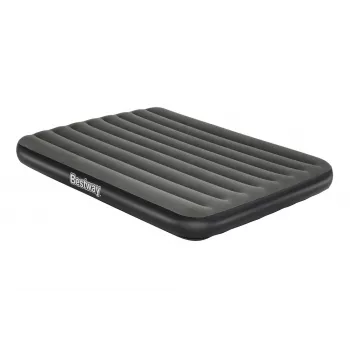 Bestway Pavillo Inflatable Airbed Queen 203x152x25 cm with Built-in Foot Pump, Flocked Top, Coil Beam Construction, Grey/Blue
