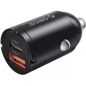 ORICO 60W Dual Port Car Charger with USB-C 30W PD & USB-A 30W QC 3.0 - Black