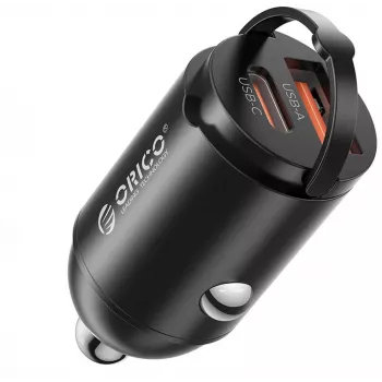 ORICO 60W Dual Port Car Charger with USB-C 30W PD & USB-A 30W QC 3.0 - Black