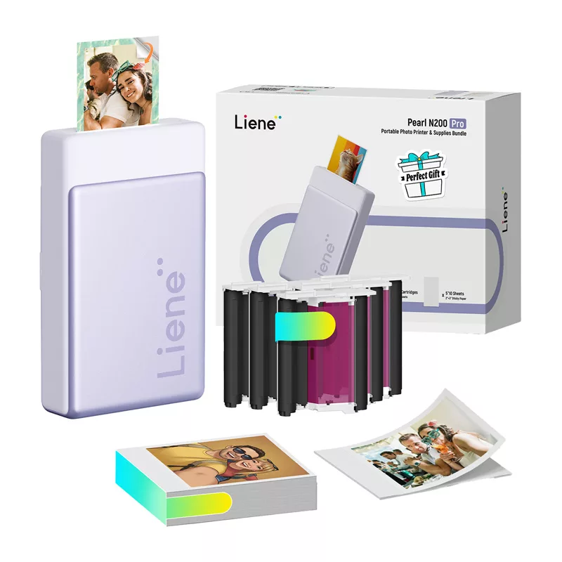 Liene Pearl N200 Pro 2x3 kaasaskantav fotoprinteri komplekt (lilla)