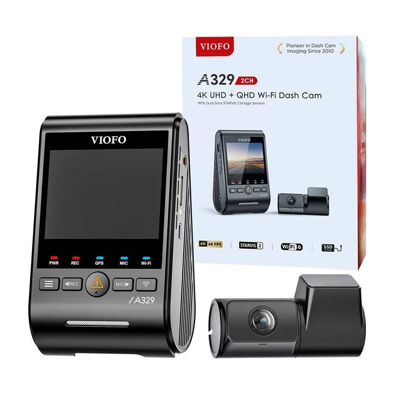 VIOFO A329S-2CH kahe kanaliga 4K+2K sõidukaamera GPS-i ja Wi-Fi-ga